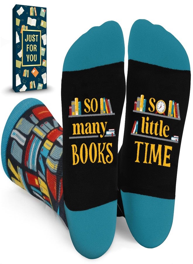 ZAGKOO Gifts for Book Lovers, Readers, Reading Lovers - Book Themed Sock Gifts, Christmas Ideas for Women, Men, Bookish, Bookworm, Club, Nerd, Librarian - So Many Books So Little Time Bookshelf - Image 1